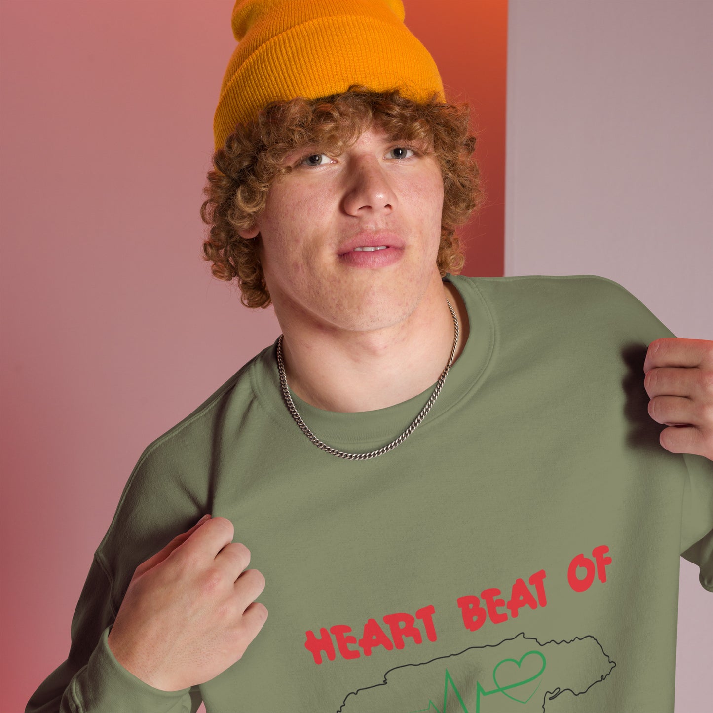 Unisex sweatshirt met "hartslag".