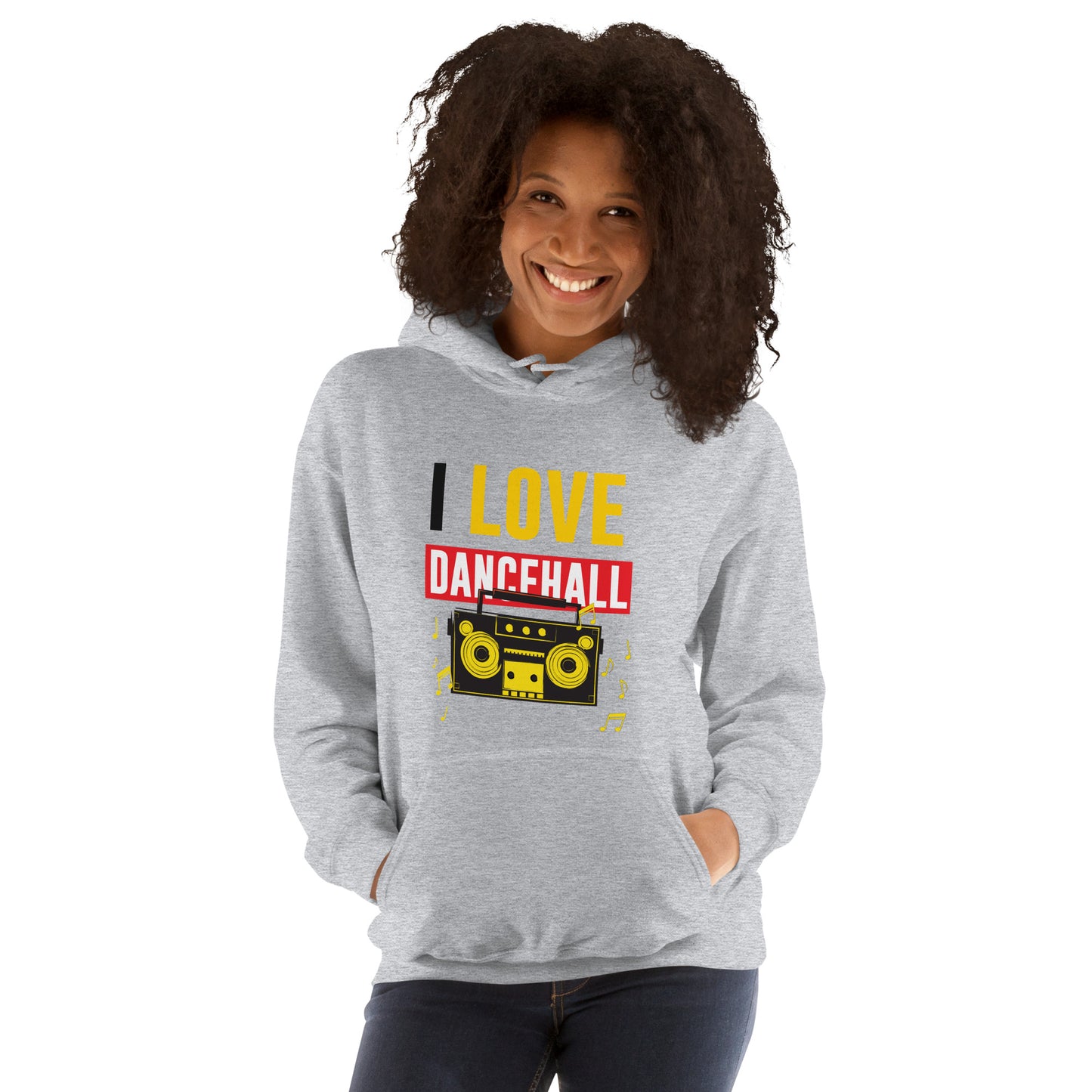 Unisex "I Love Dancehall" Hoodie- White Edition