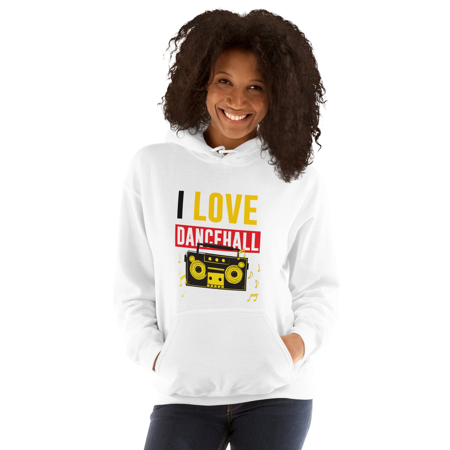 Unisex "I Love Dancehall" Hoodie- White Edition