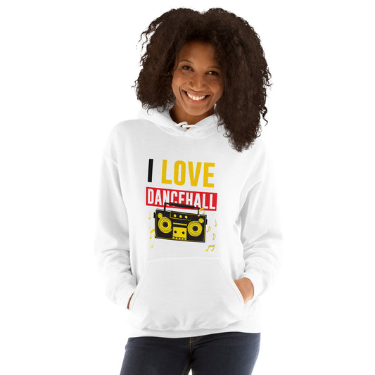 Unisex "I Love Dancehall" Hoodie- White Edition