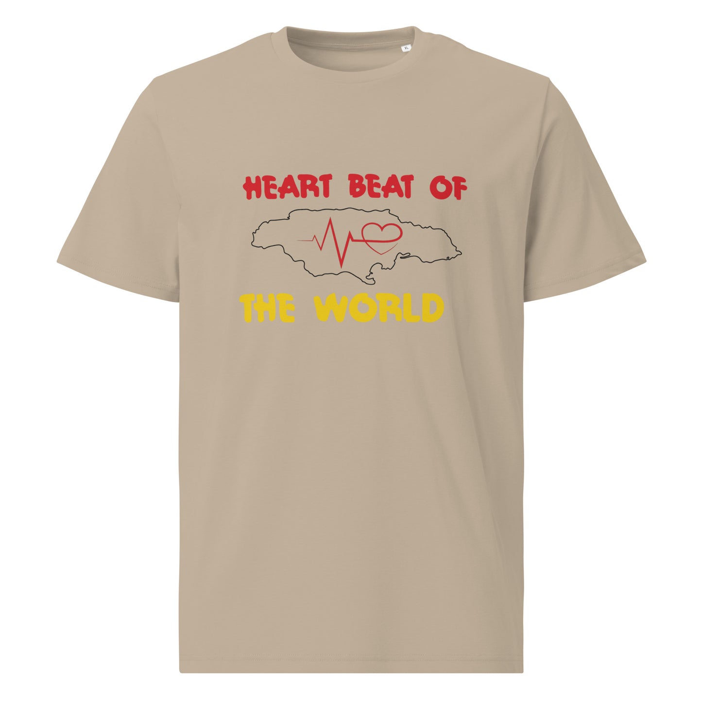 Uniseks T-shirt van biologisch katoen met 'Heartbeat'-motief