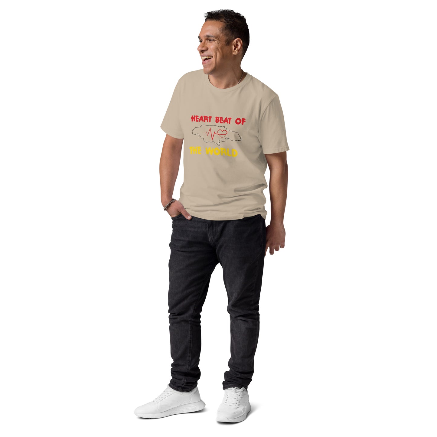 Uniseks T-shirt van biologisch katoen met 'Heartbeat'-motief