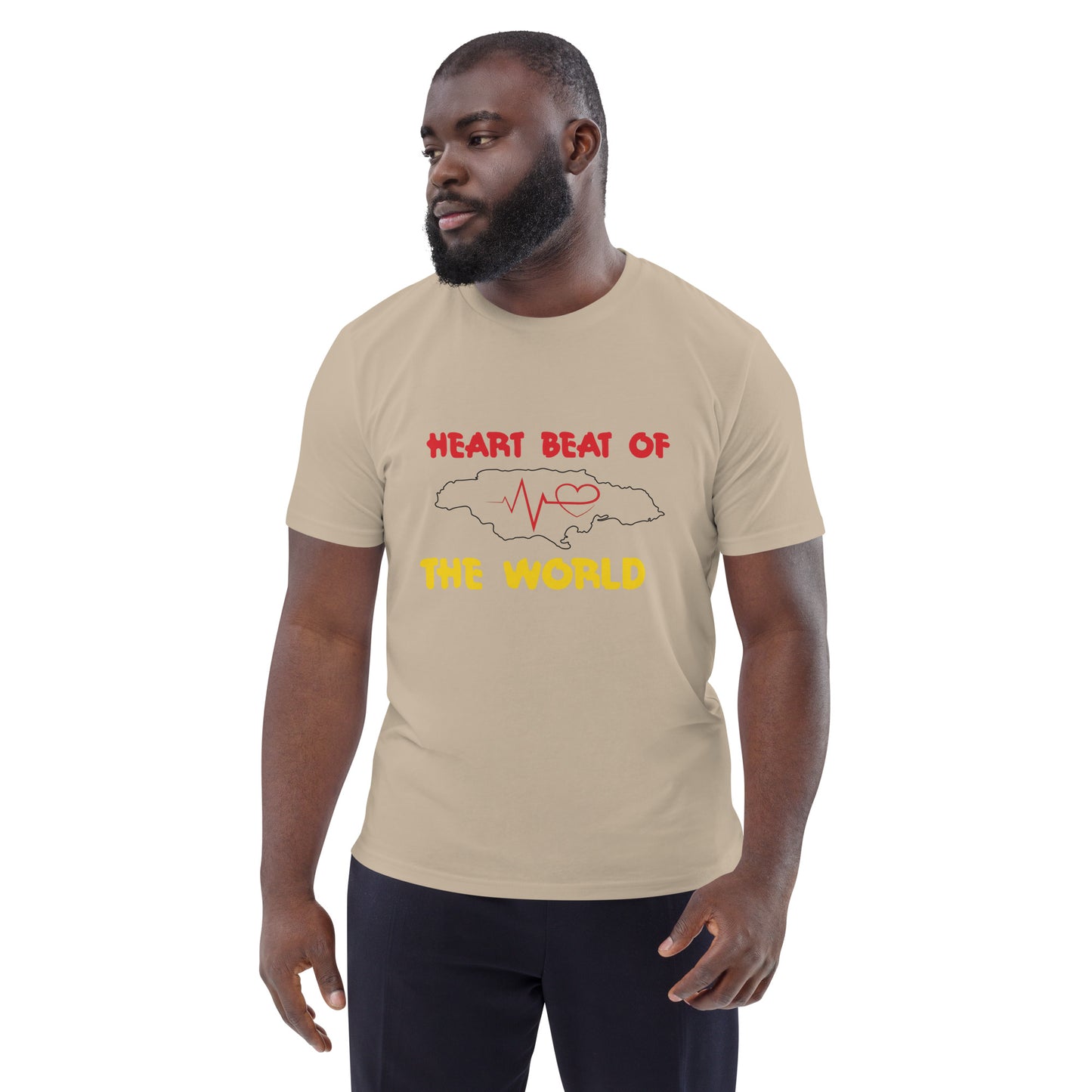Uniseks T-shirt van biologisch katoen met 'Heartbeat'-motief