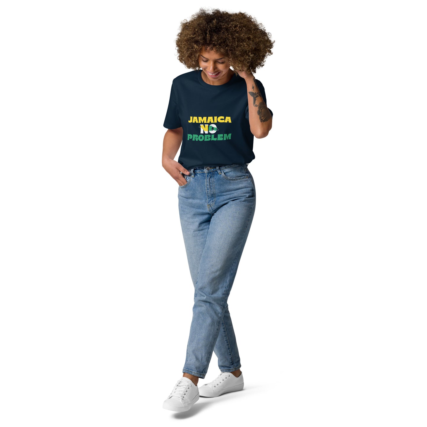 Unisex organic cotton "Jamaica No Problem" white edition t-shirt