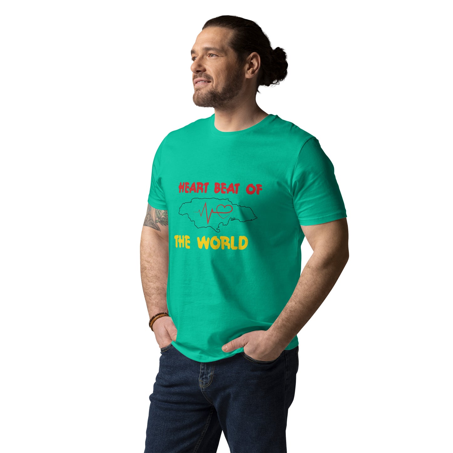 Uniseks T-shirt van biologisch katoen met 'Heartbeat'-motief