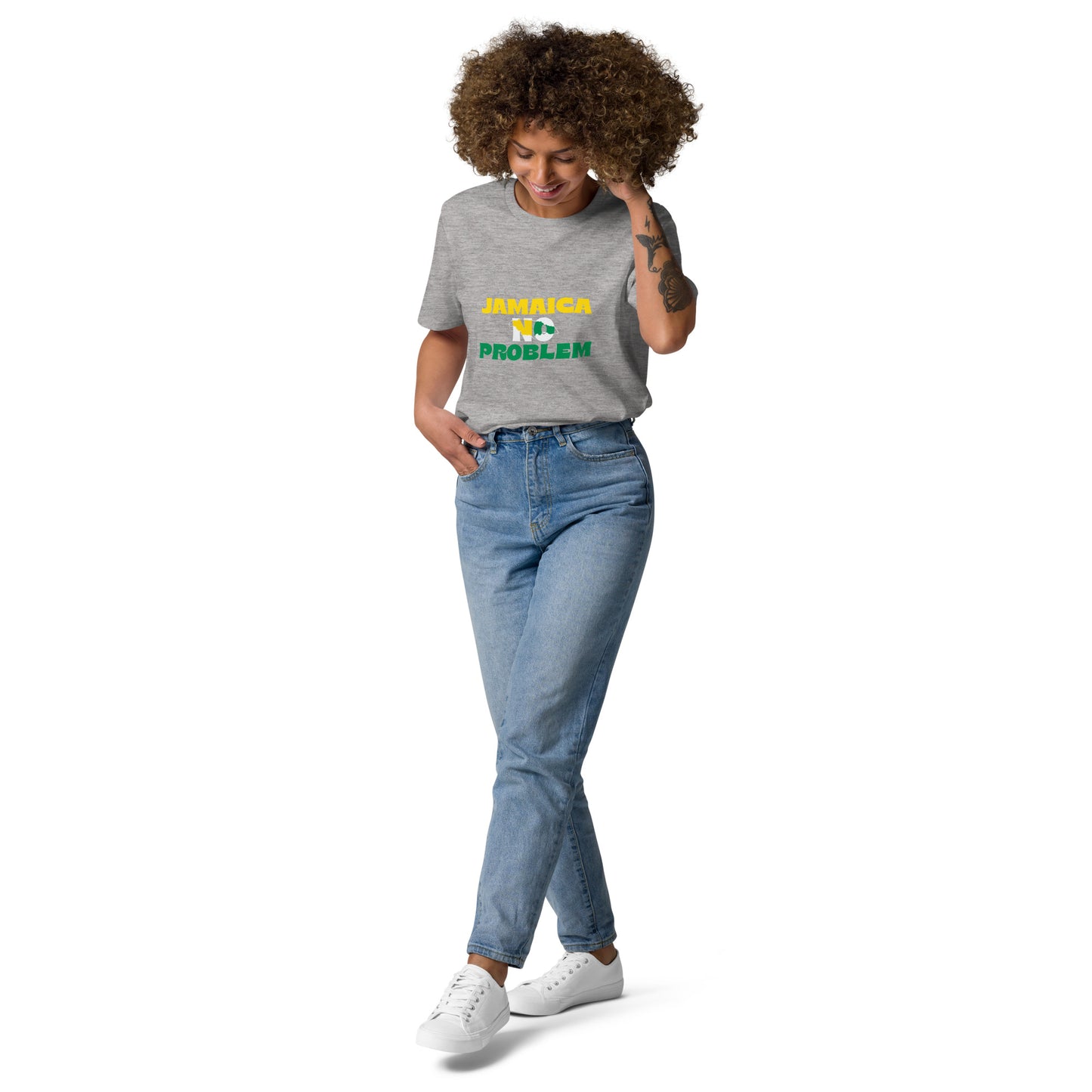Unisex organic cotton "Jamaica No Problem" white edition t-shirt