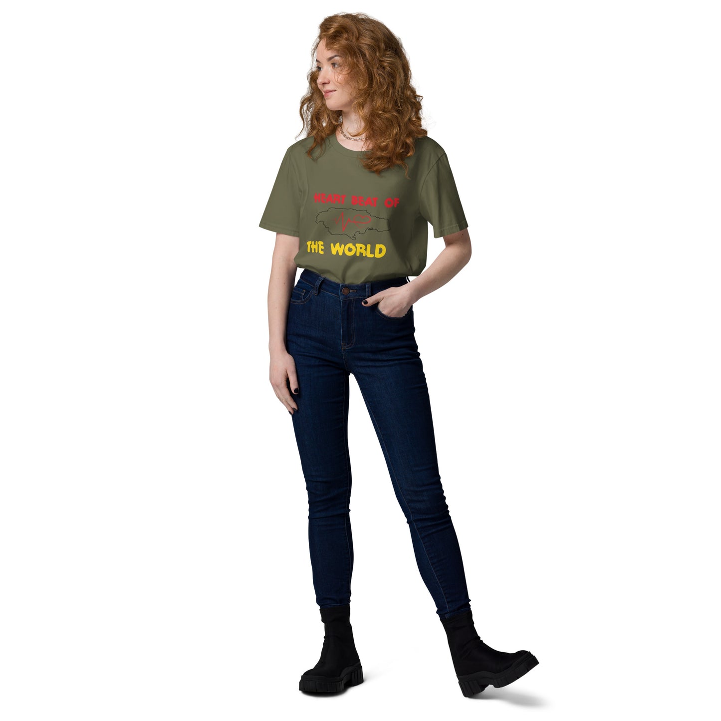 Uniseks T-shirt van biologisch katoen met 'Heartbeat'-motief