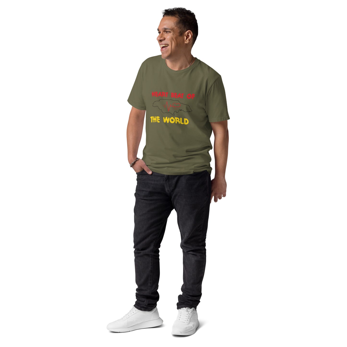 Uniseks T-shirt van biologisch katoen met 'Heartbeat'-motief