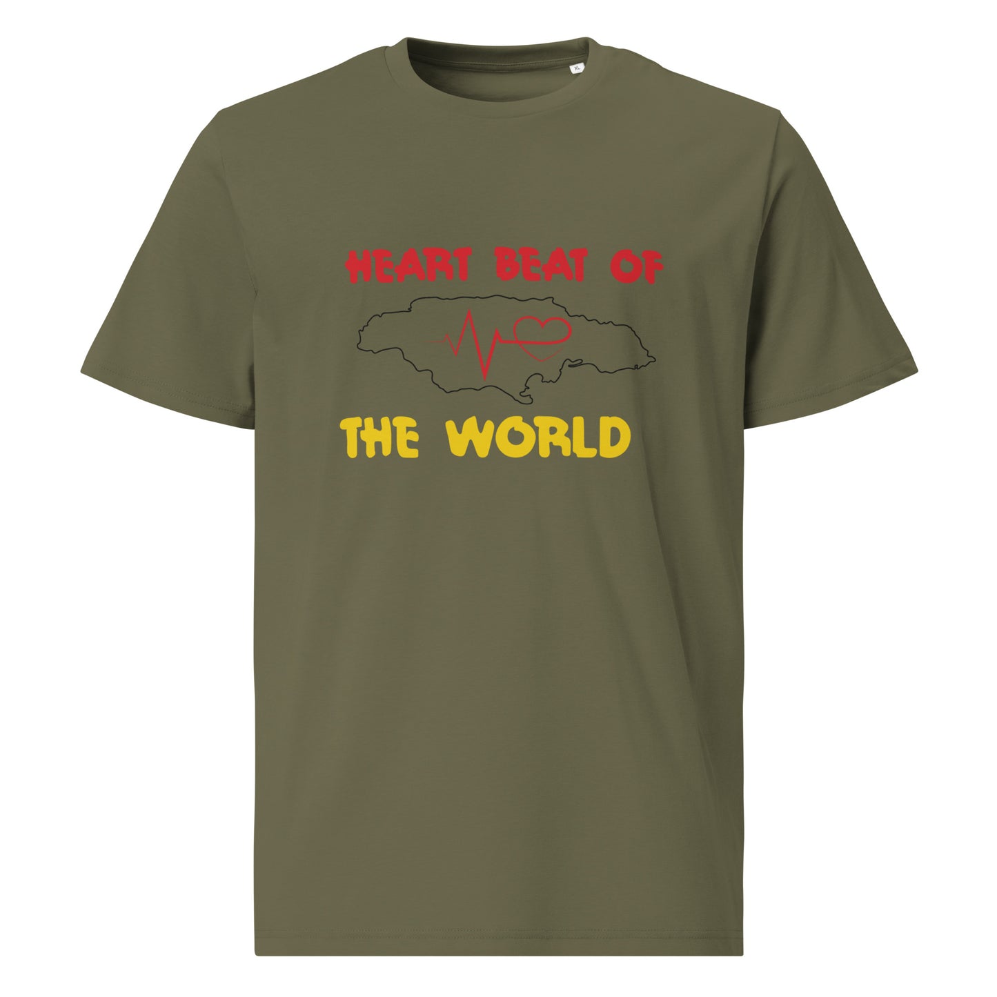 Uniseks T-shirt van biologisch katoen met 'Heartbeat'-motief