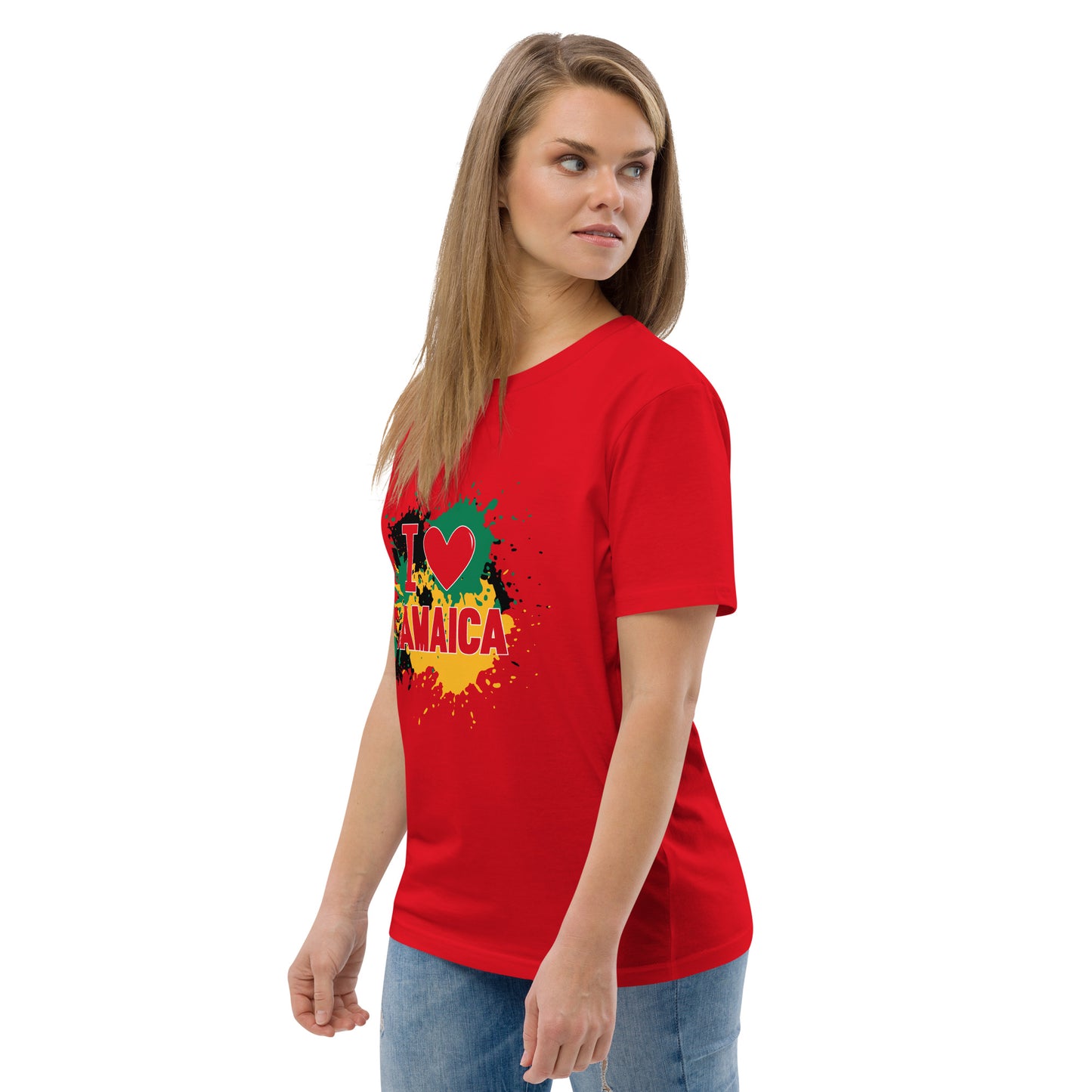 Unisex organic cotton "I <3 Jamaica" t-shirt