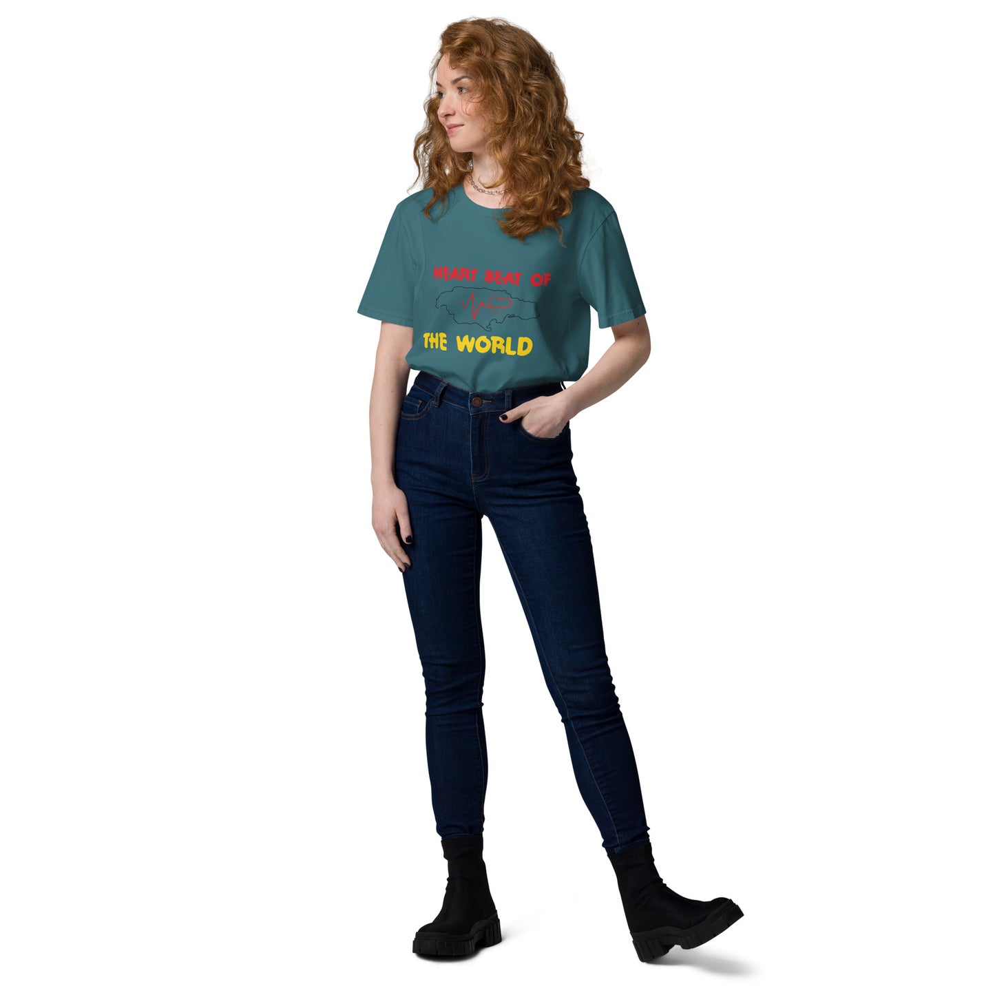 Uniseks T-shirt van biologisch katoen met 'Heartbeat'-motief