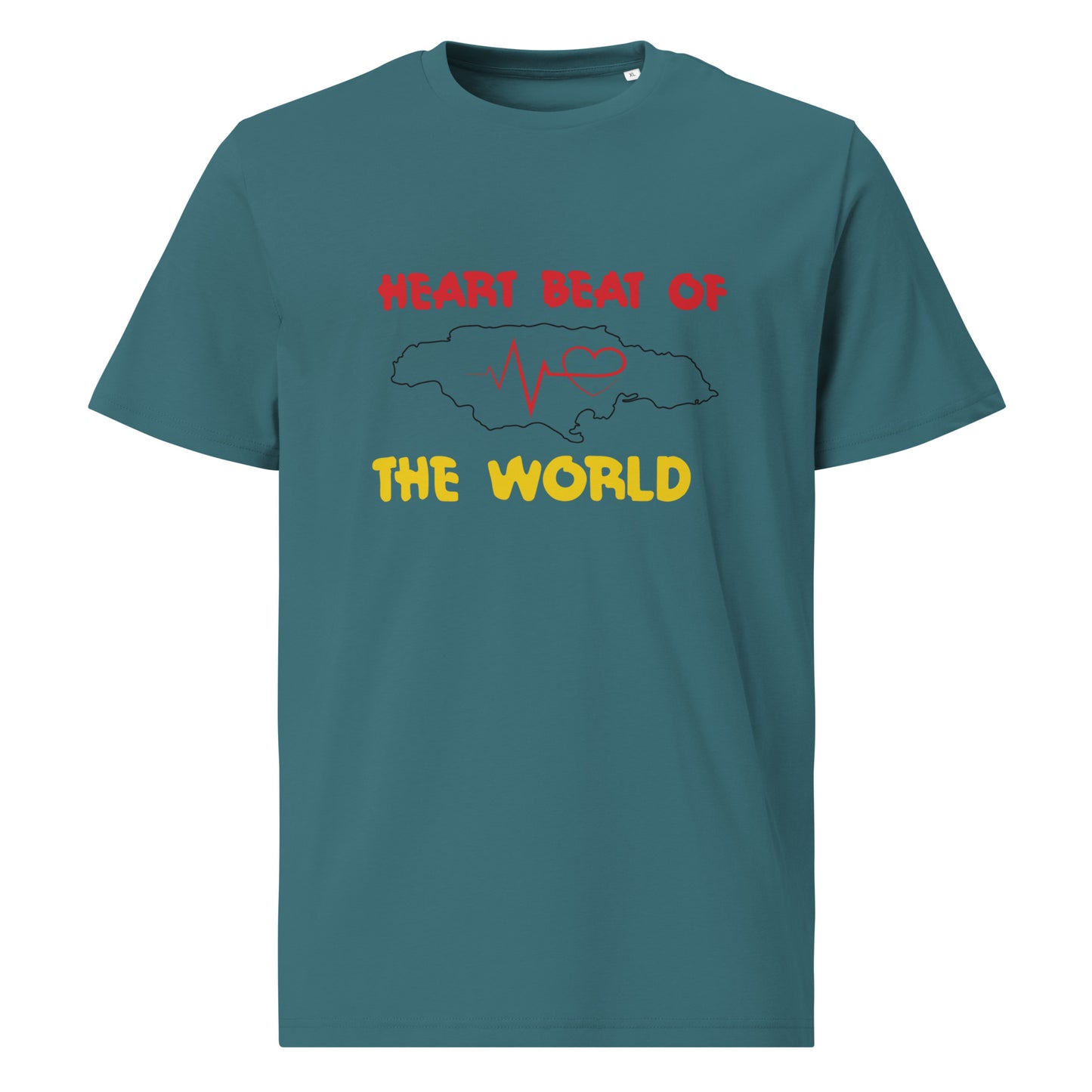 Uniseks T-shirt van biologisch katoen met 'Heartbeat'-motief