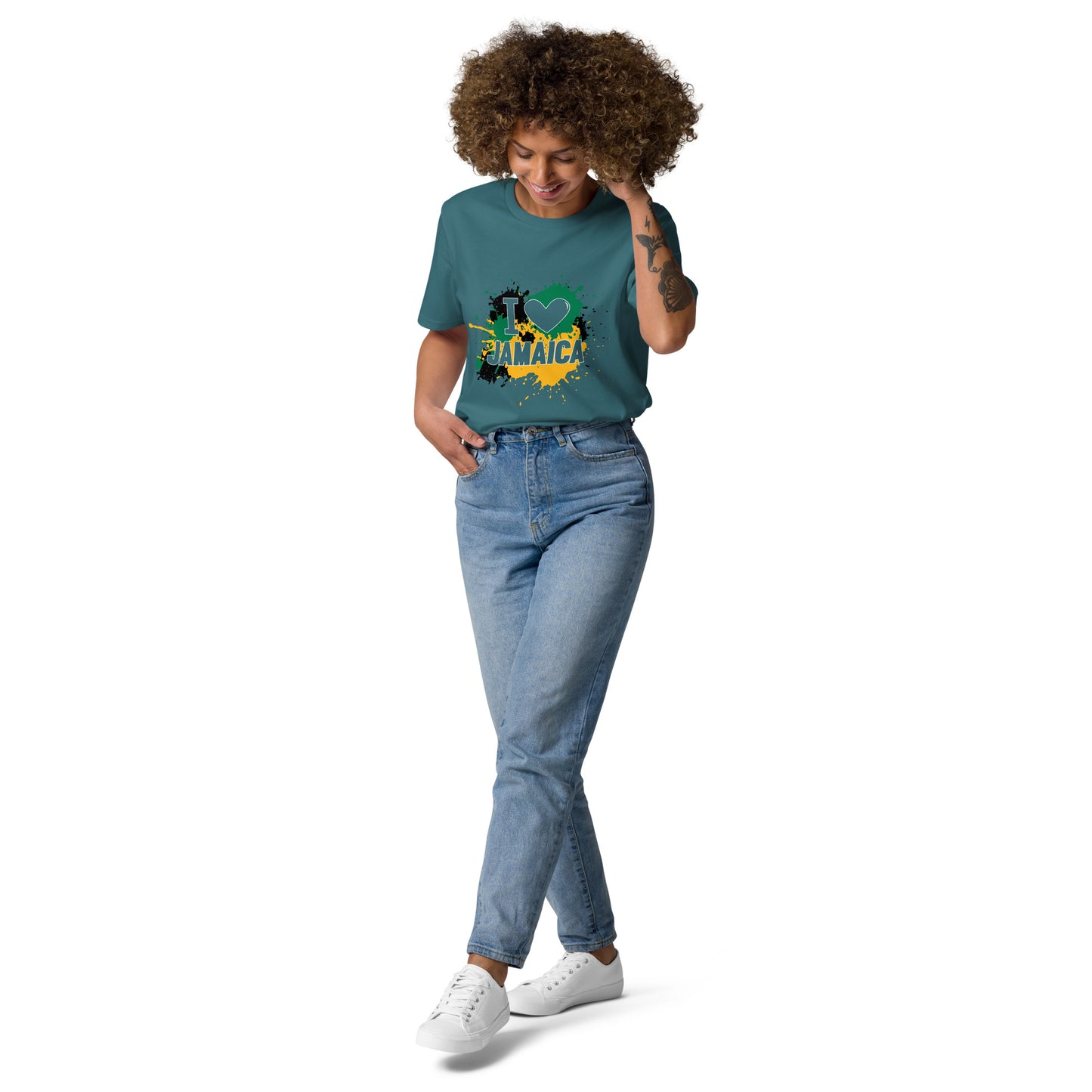 Unisex organic cotton "I <3 Jamaica" t-shirt