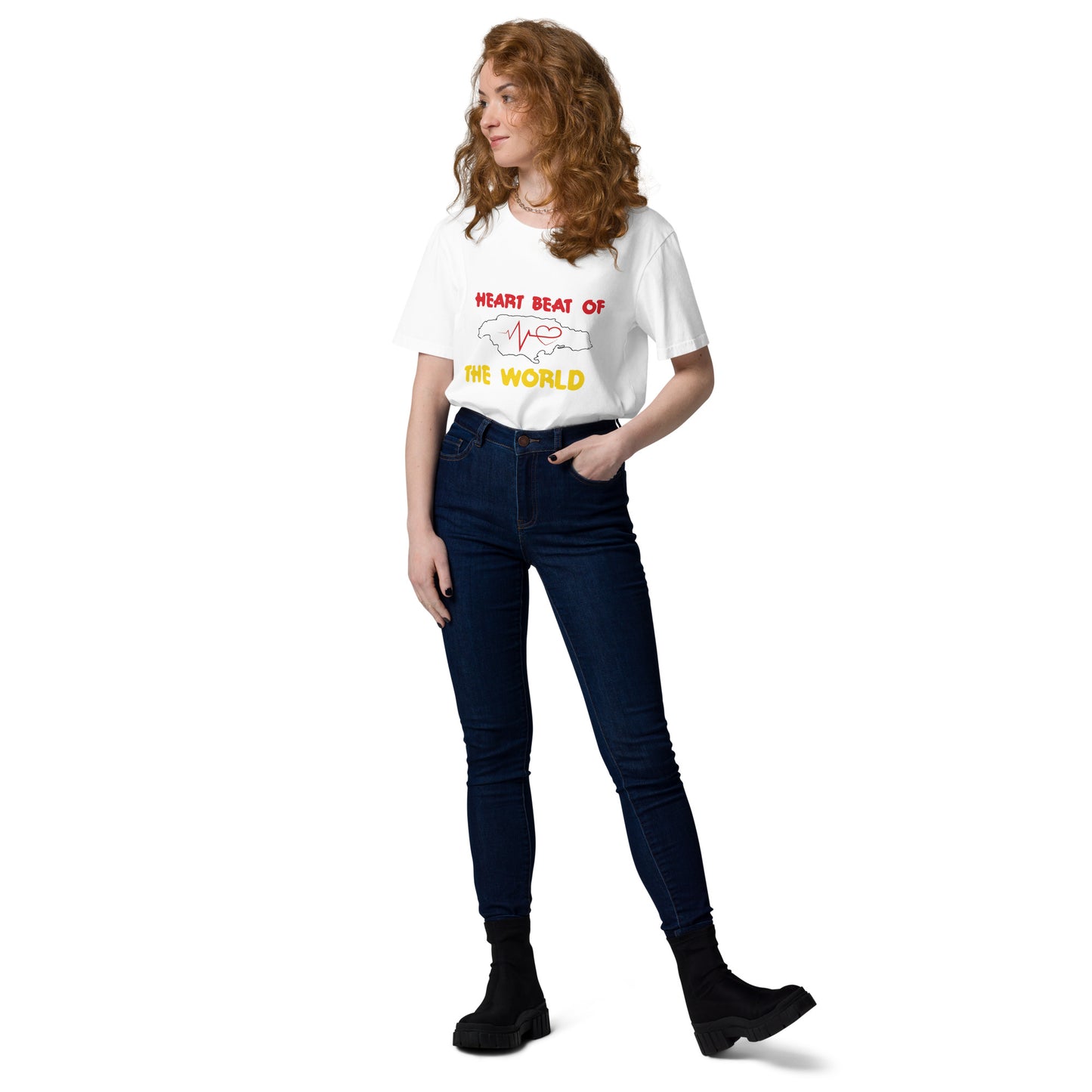 Uniseks T-shirt van biologisch katoen met 'Heartbeat'-motief