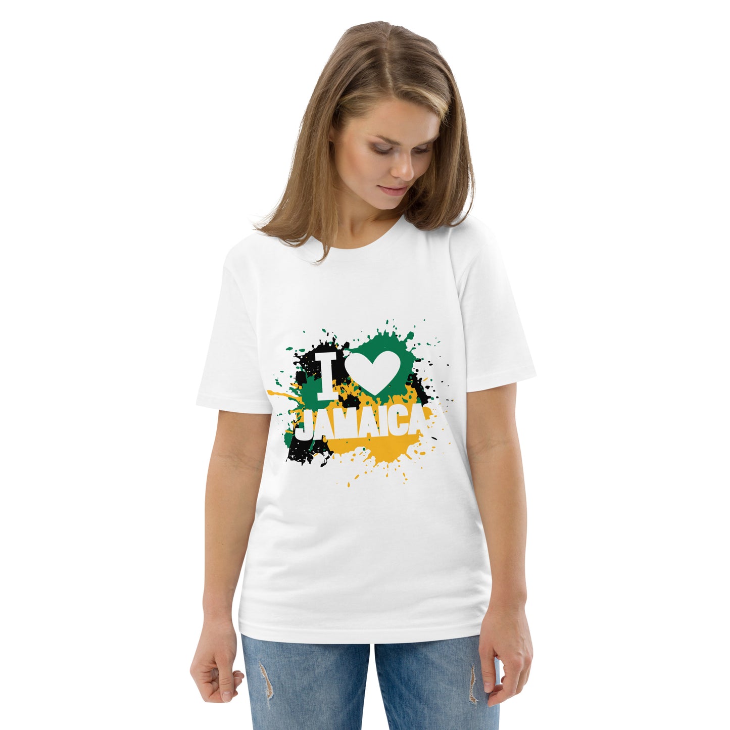 Unisex organic cotton "I <3 Jamaica" t-shirt