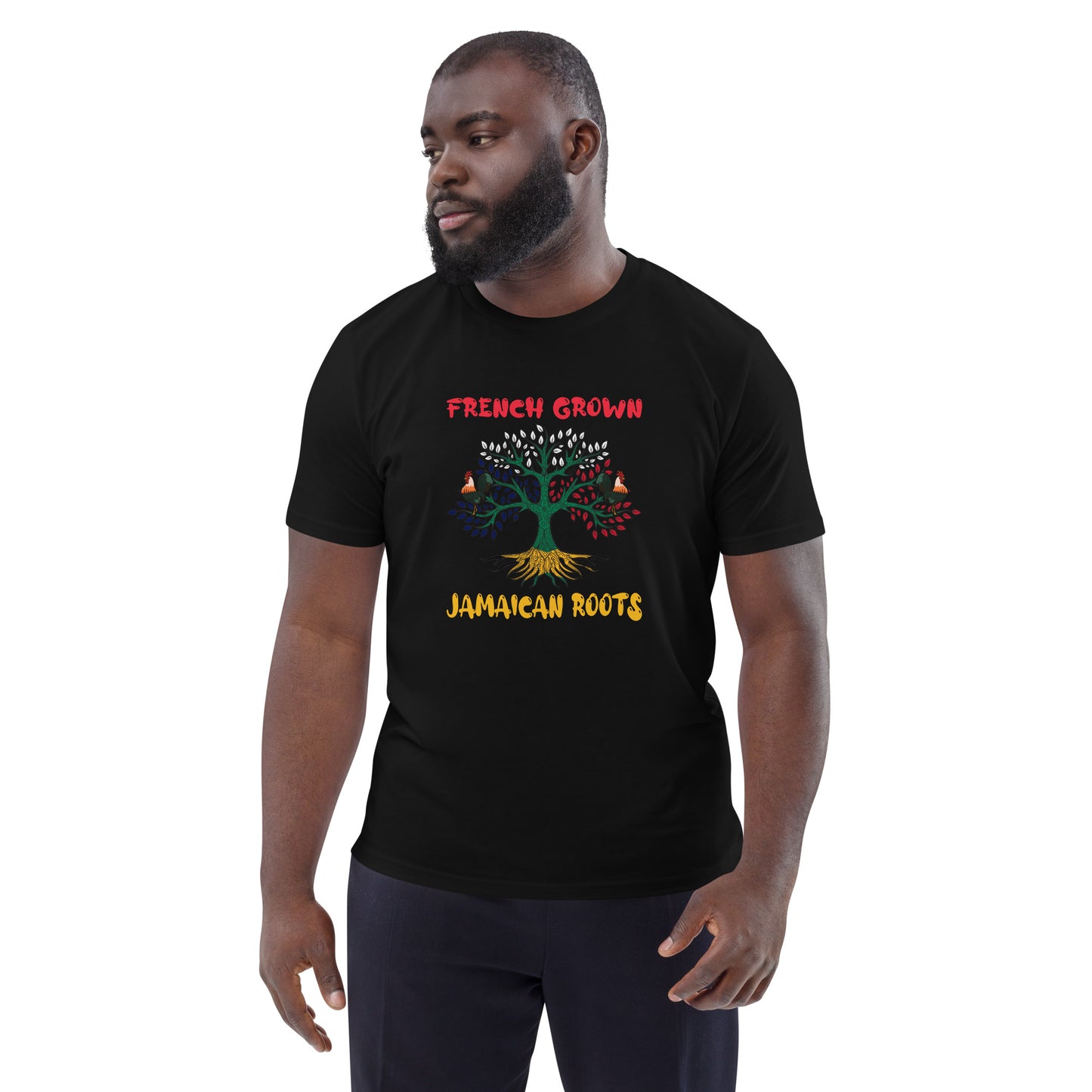 French Grown, Jamaican Roots Unisex t-shirt