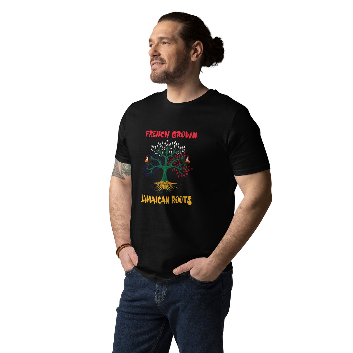 French Grown, Jamaican Roots Unisex t-shirt