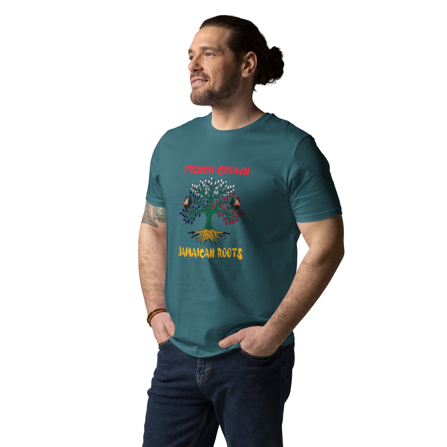 French Grown, Jamaican Roots Unisex t-shirt