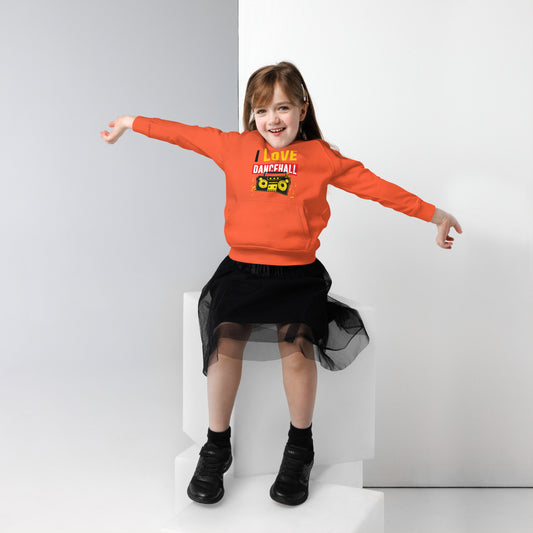 Eco-hoodie voor kinderen met de tekst 'I love Dancehall'