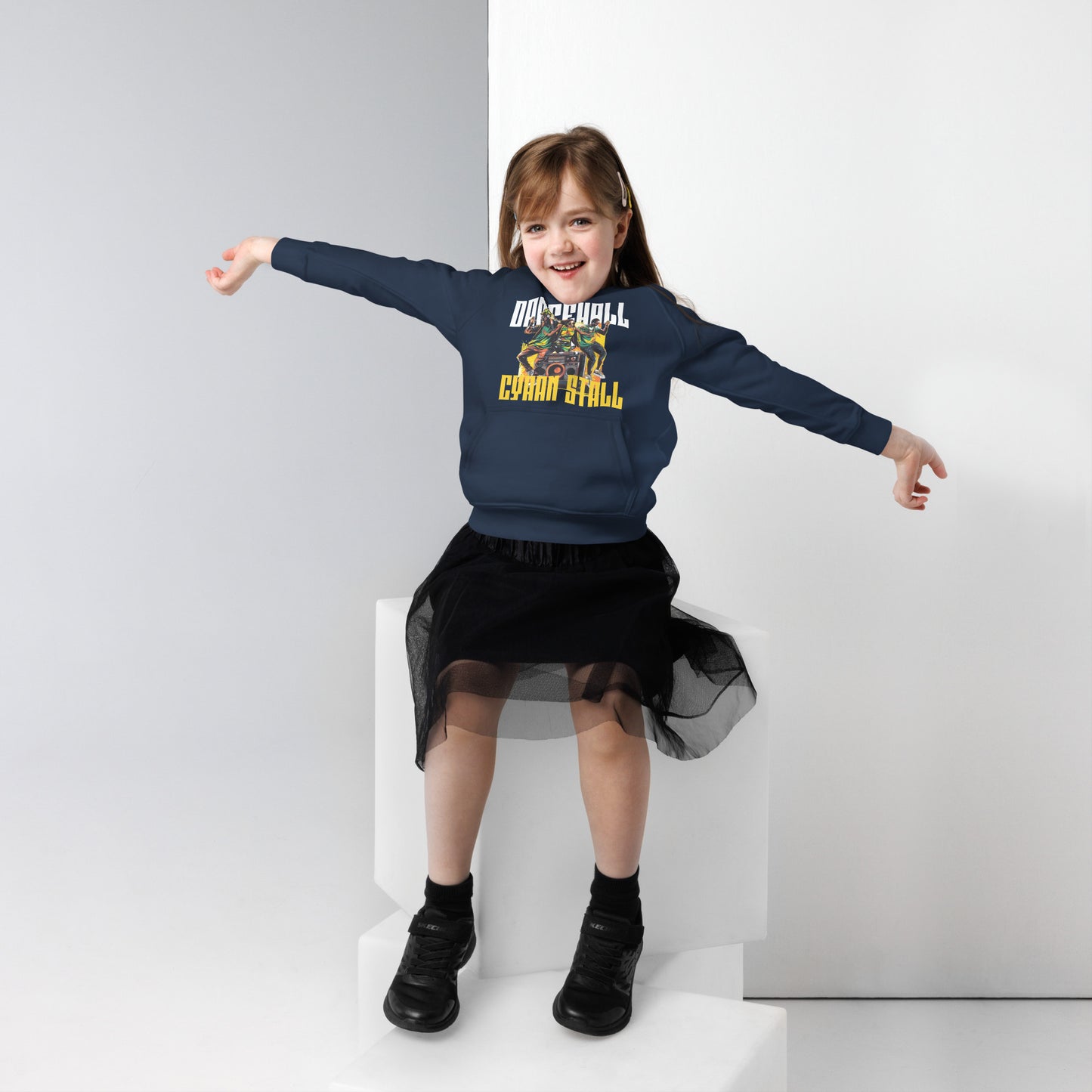 Eco-hoodie "Dancehall Cyaan Stall" voor kinderen