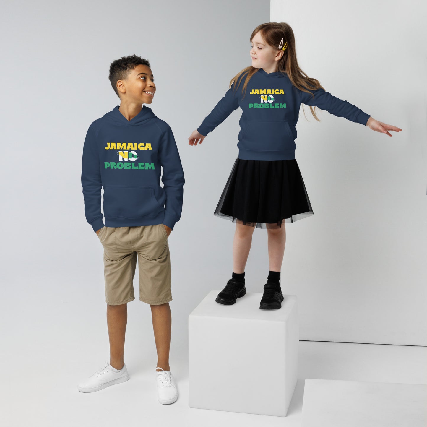 Eco-hoodie voor kinderen "Jamaica No Problem".