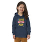 Eco-hoodie voor kinderen met de tekst 'I love Dancehall'