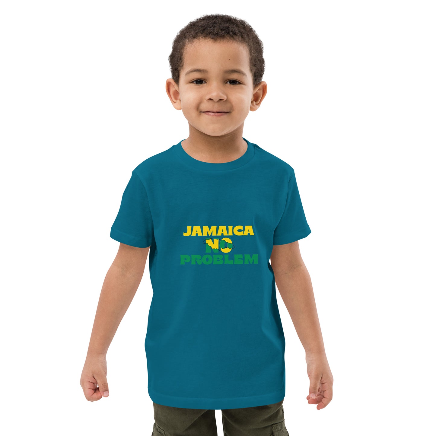 Organic cotton kids "Jamaica No Problem" white edition t-shirt