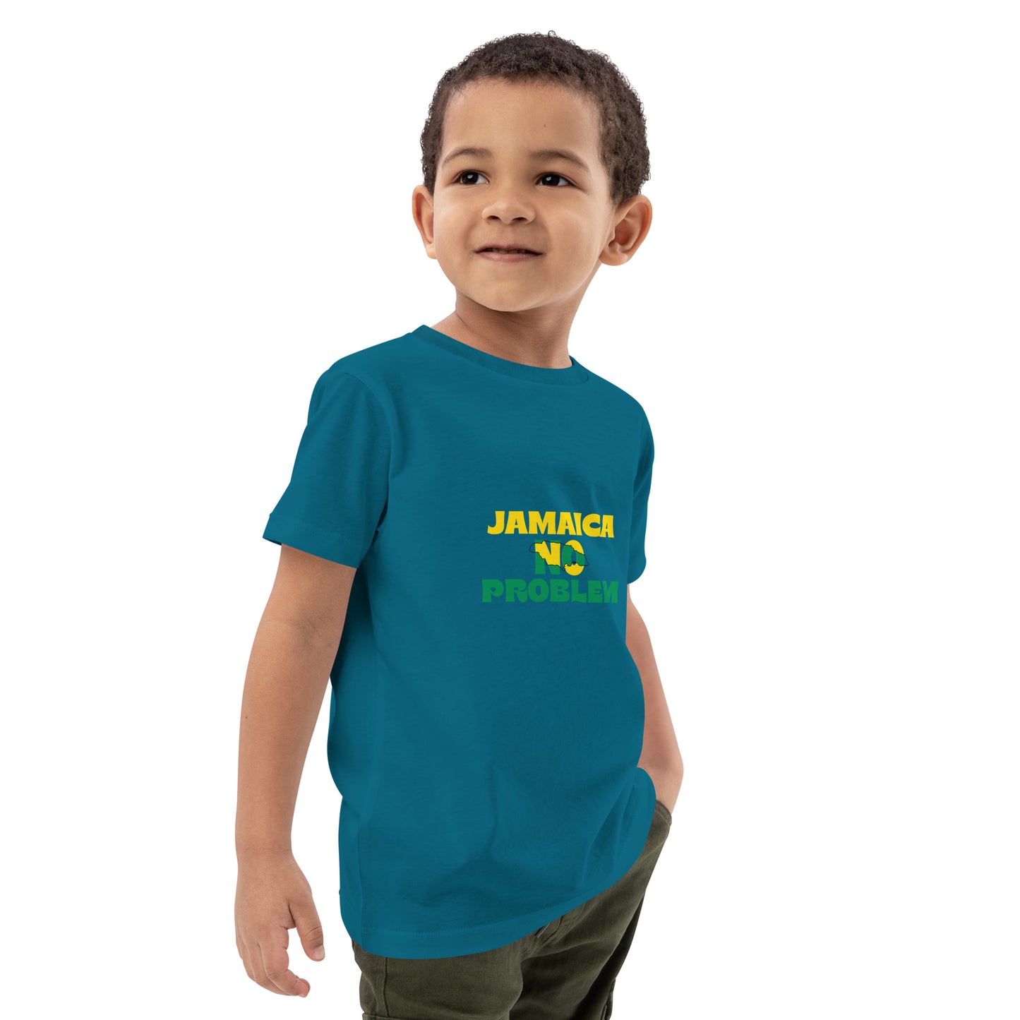 Biologisch katoenen kinder T-shirt "Jamaica No Problem" in witte editie