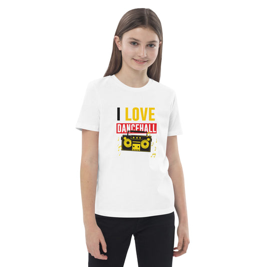 Biologisch katoenen kinder t-shirt met de tekst "I love Dancehall".