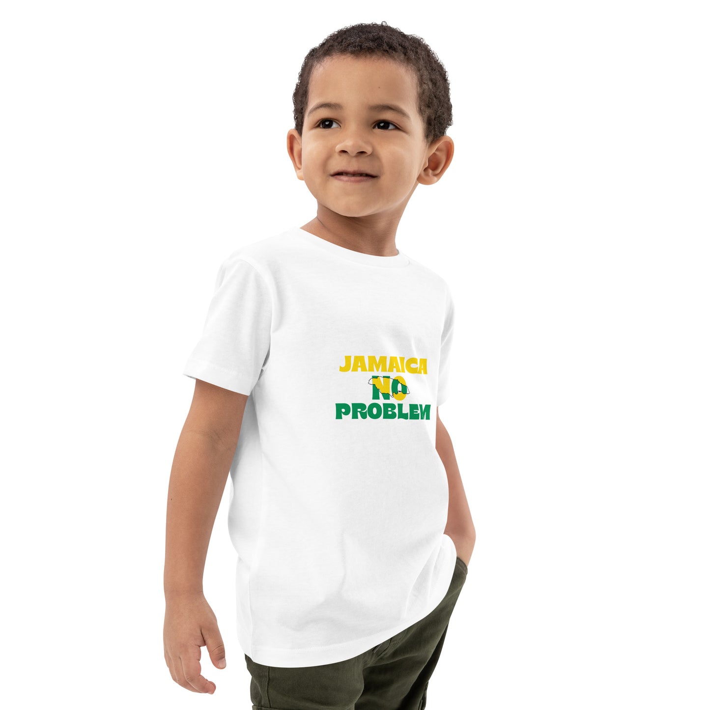 Biologisch katoenen kinder T-shirt "Jamaica No Problem" in witte editie