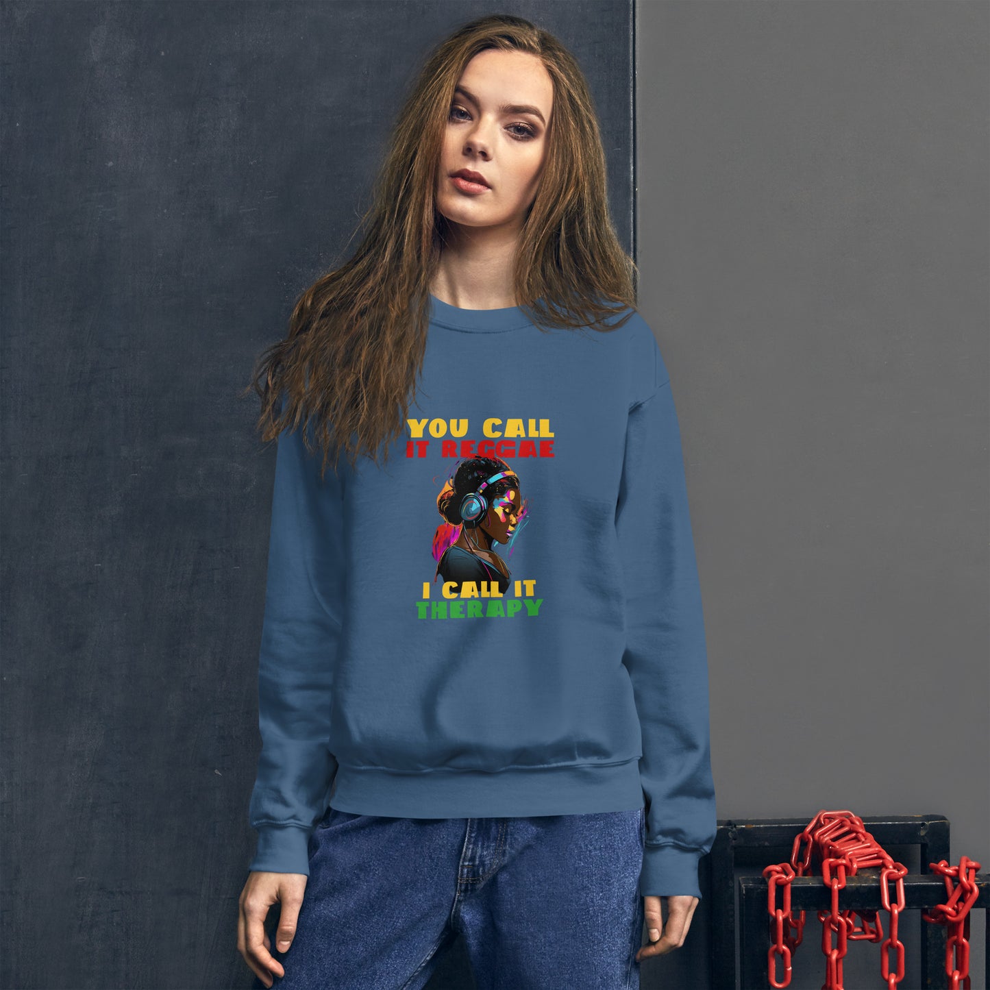 Unisex sweatshirt "Reggae is therapie".