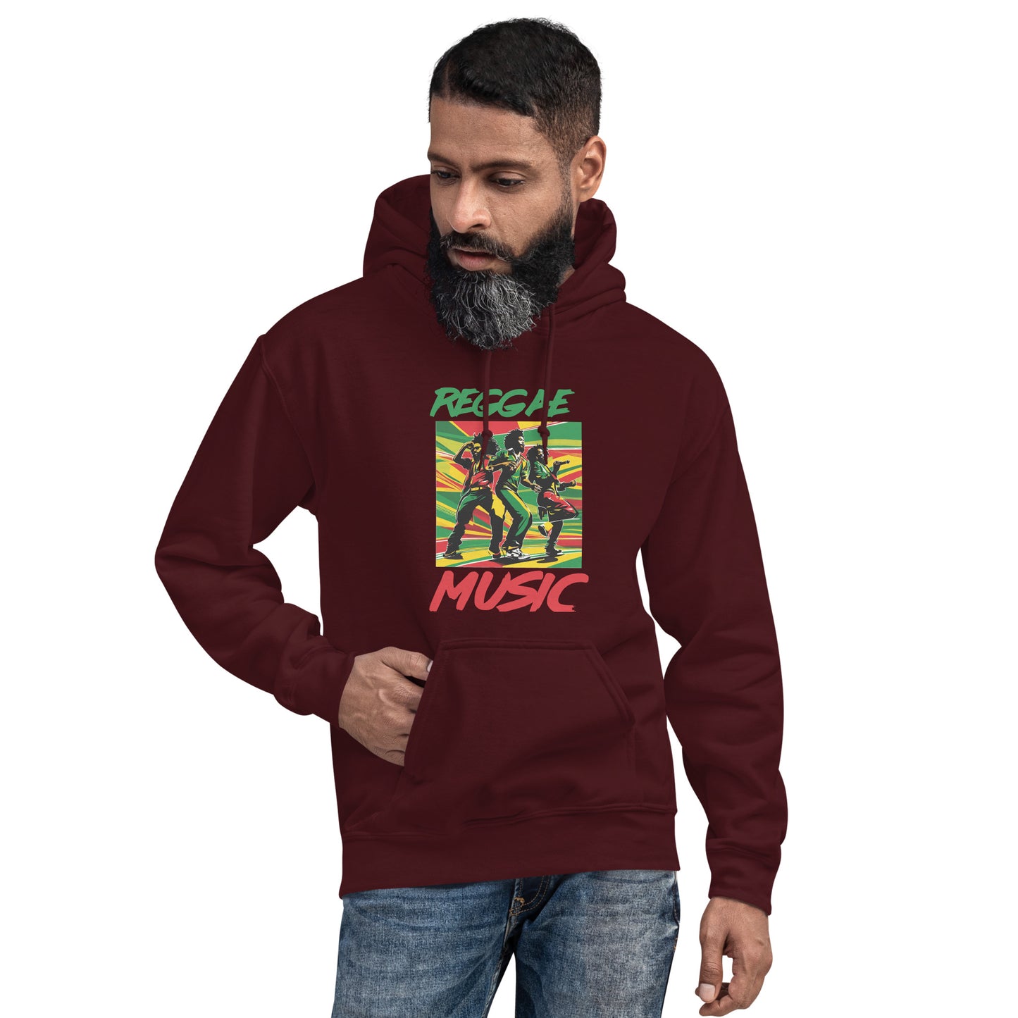 Unisex hoodie met reggaemuziek