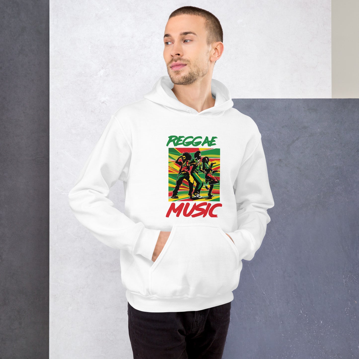 Unisex hoodie met reggaemuziek