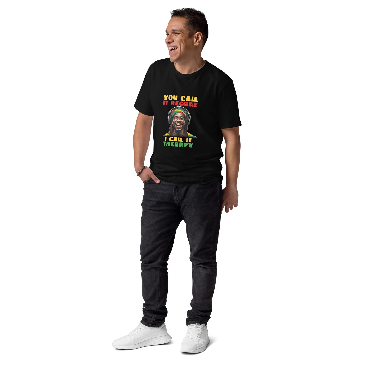 Unisex organic cotton "Reggae is Therapy" t-shirt