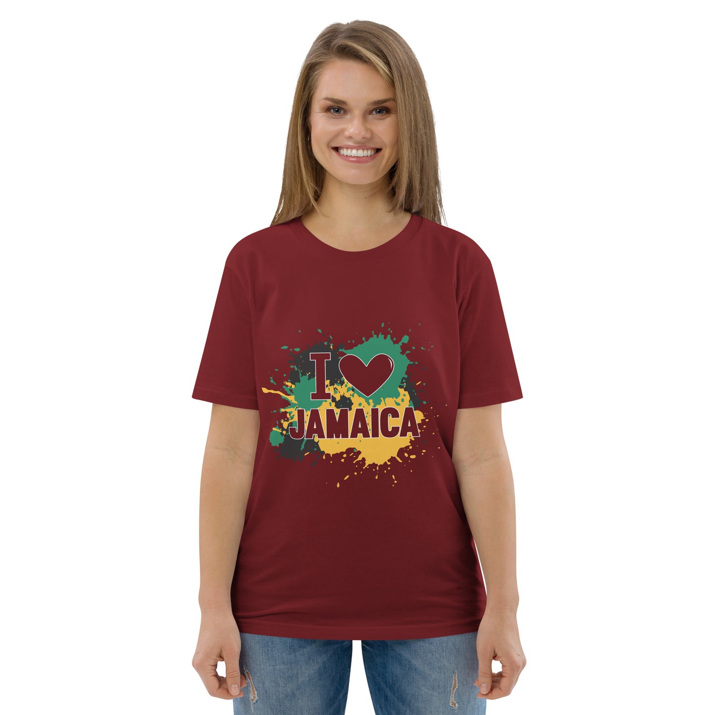 Unisex organic cotton "I <3 Jamaica" t-shirt