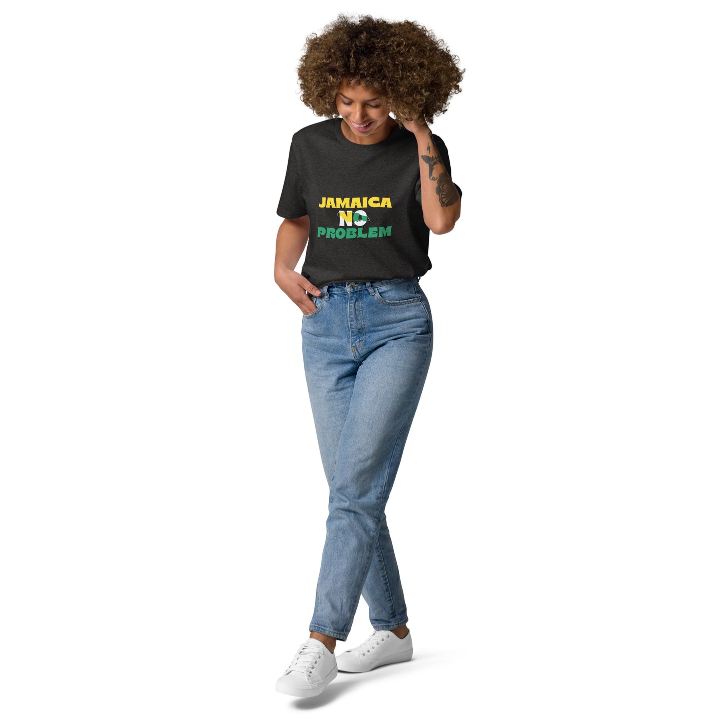 T-shirt unisexe en coton biologique "Jamaica No Problem" édition blanche