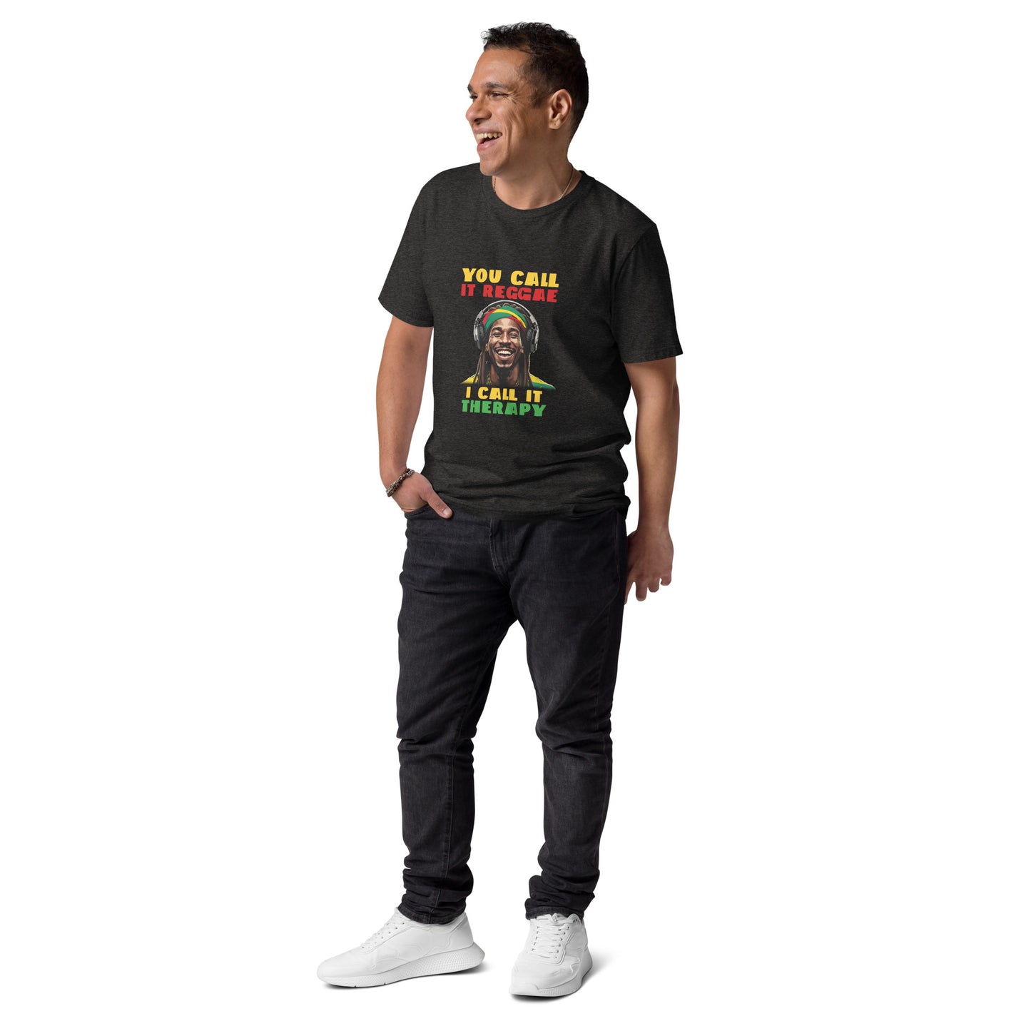 Unisex organic cotton "Reggae is Therapy" t-shirt