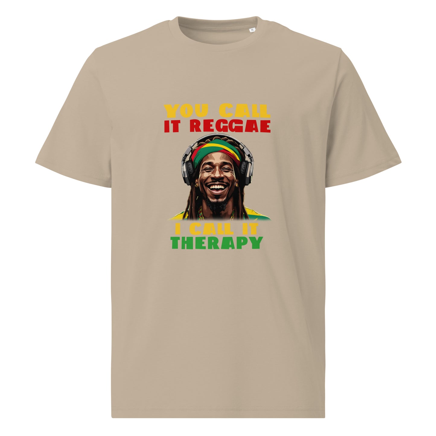 Unisex organic cotton "Reggae is Therapy" t-shirt