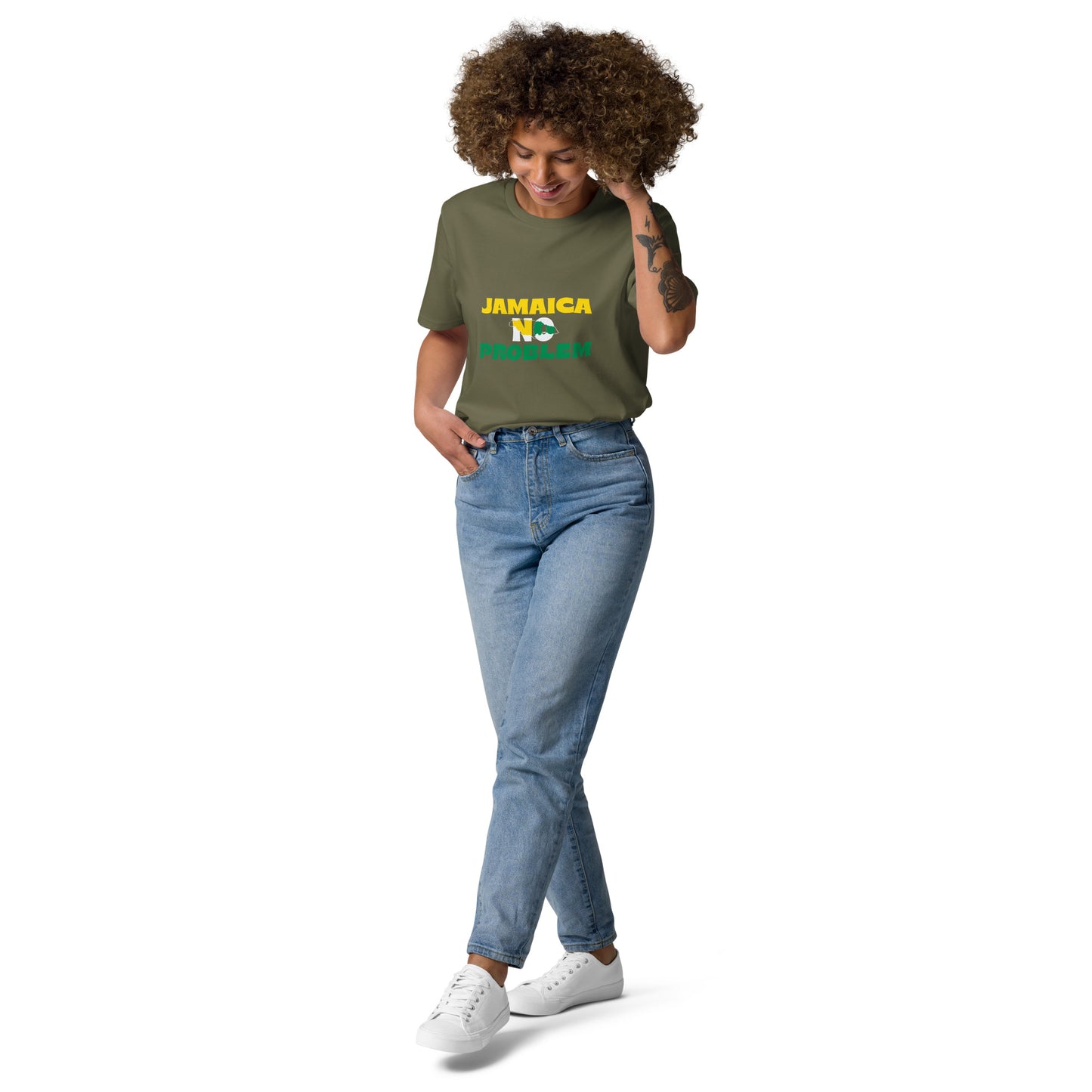 T-shirt unisexe en coton biologique "Jamaica No Problem" édition blanche