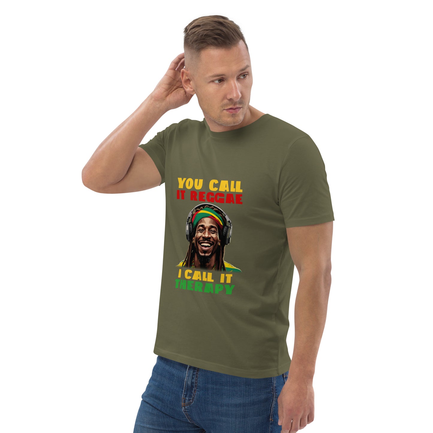 Unisex organic cotton "Reggae is Therapy" t-shirt