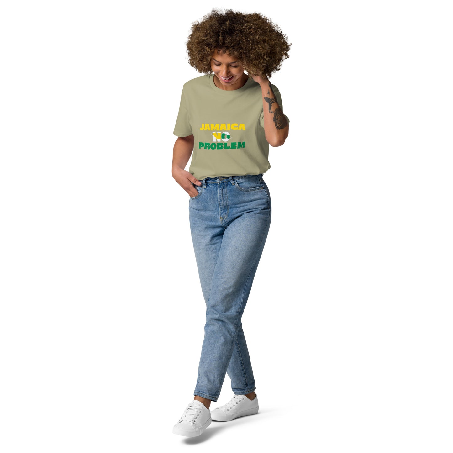 T-shirt unisexe en coton biologique "Jamaica No Problem" édition blanche