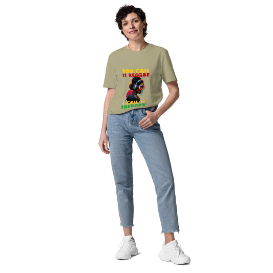 Unisex organic cotton "Reggae is Therapy" t-shirt