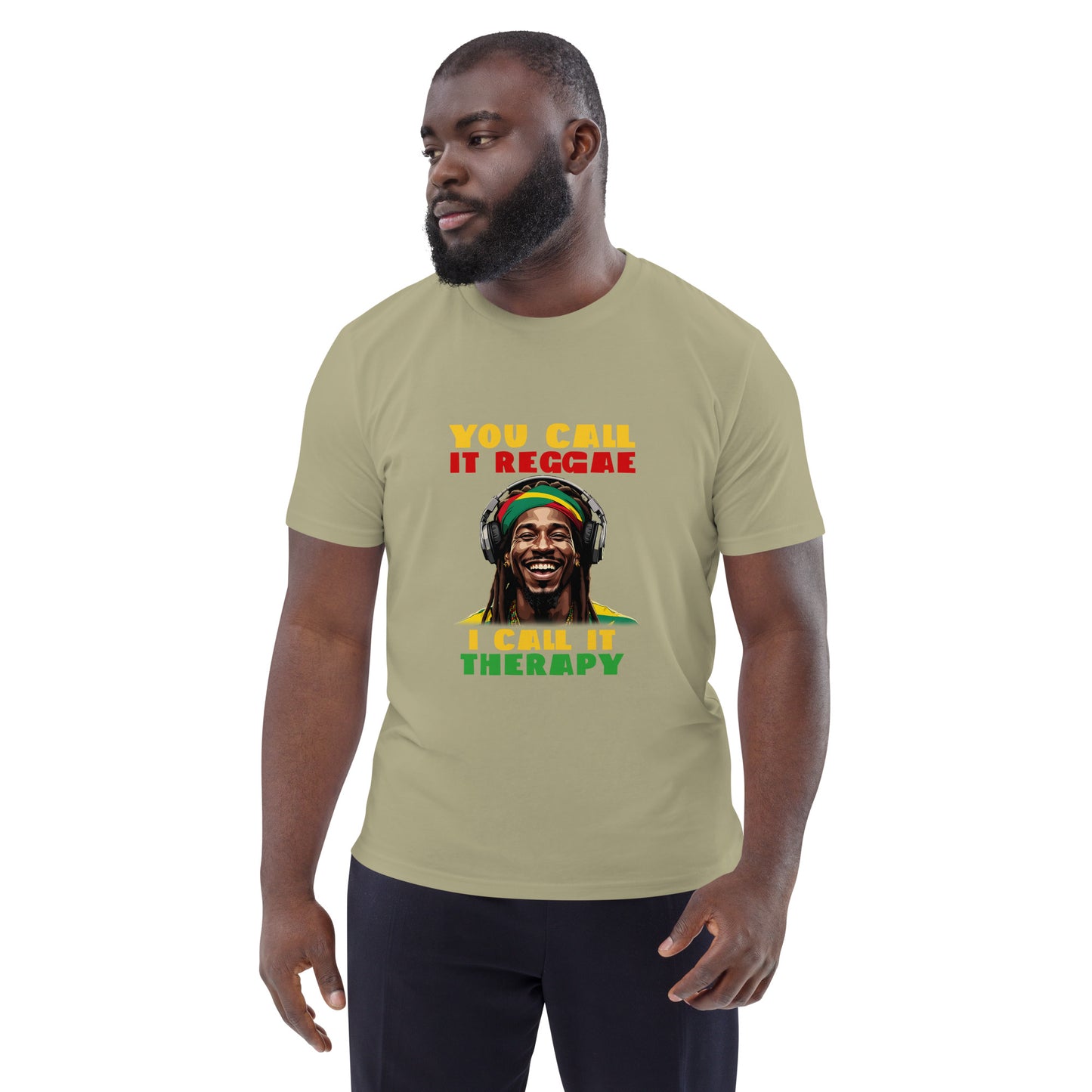 Unisex organic cotton "Reggae is Therapy" t-shirt