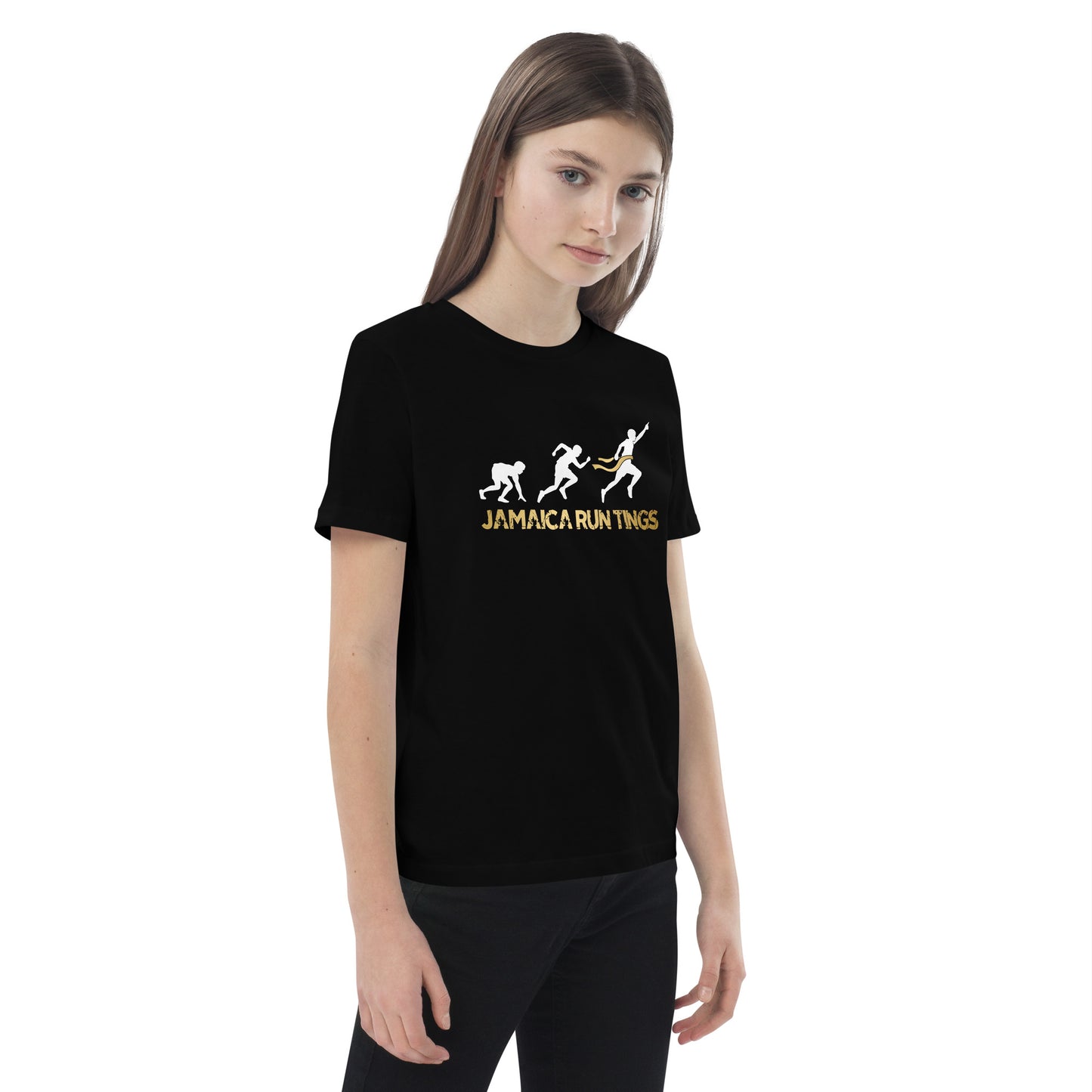 "Jamaica hardloop" T-shirt voor kinderen van biologisch katoen