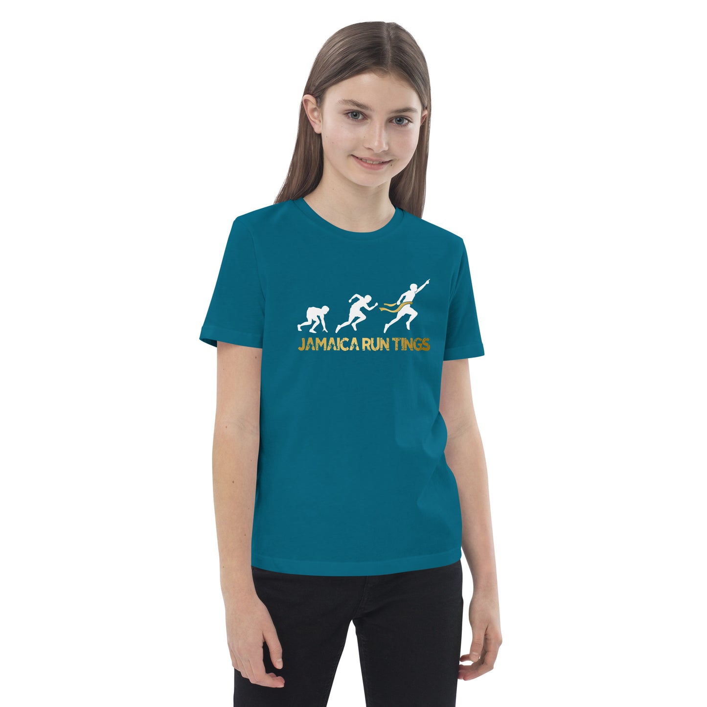 "Jamaica hardloop" T-shirt voor kinderen van biologisch katoen