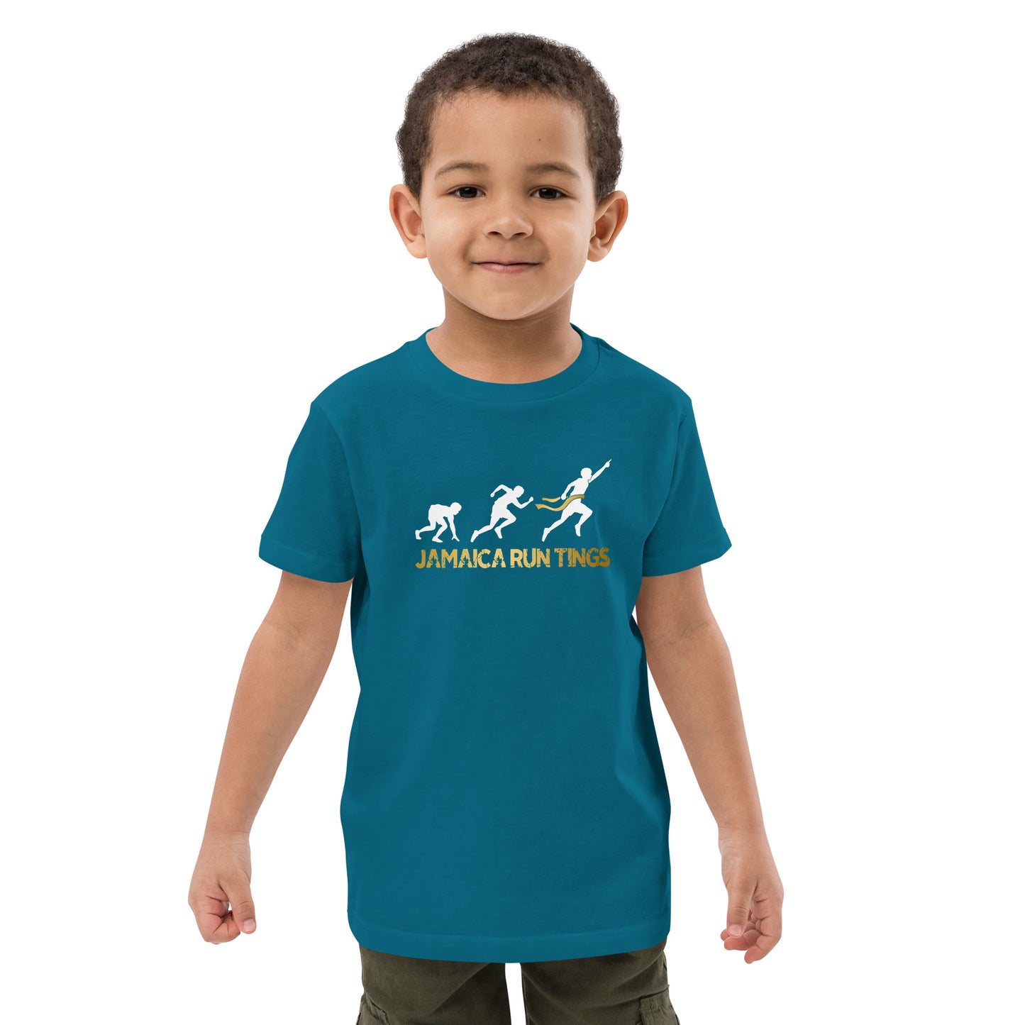 "Jamaica hardloop" T-shirt voor kinderen van biologisch katoen