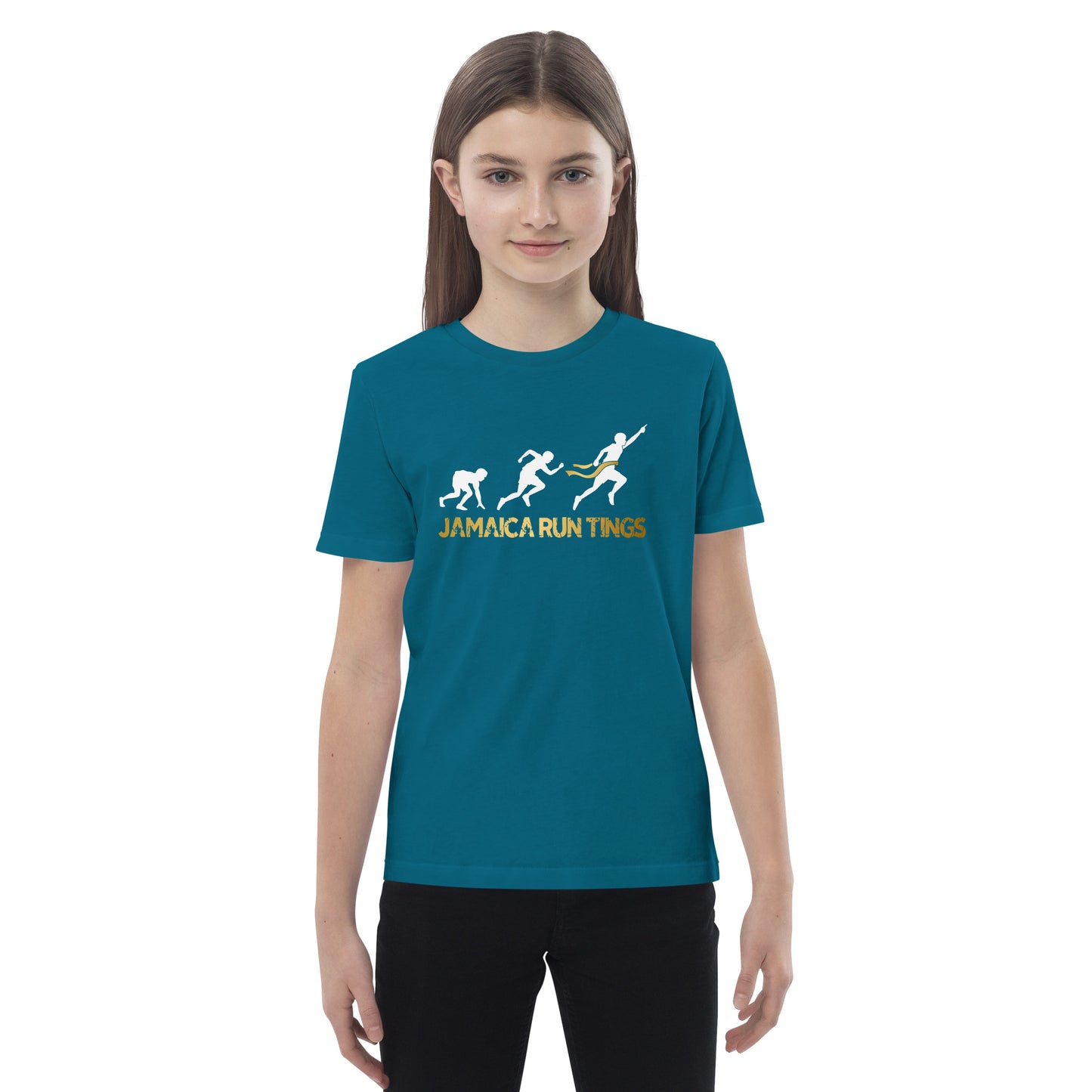 "Jamaica hardloop" T-shirt voor kinderen van biologisch katoen