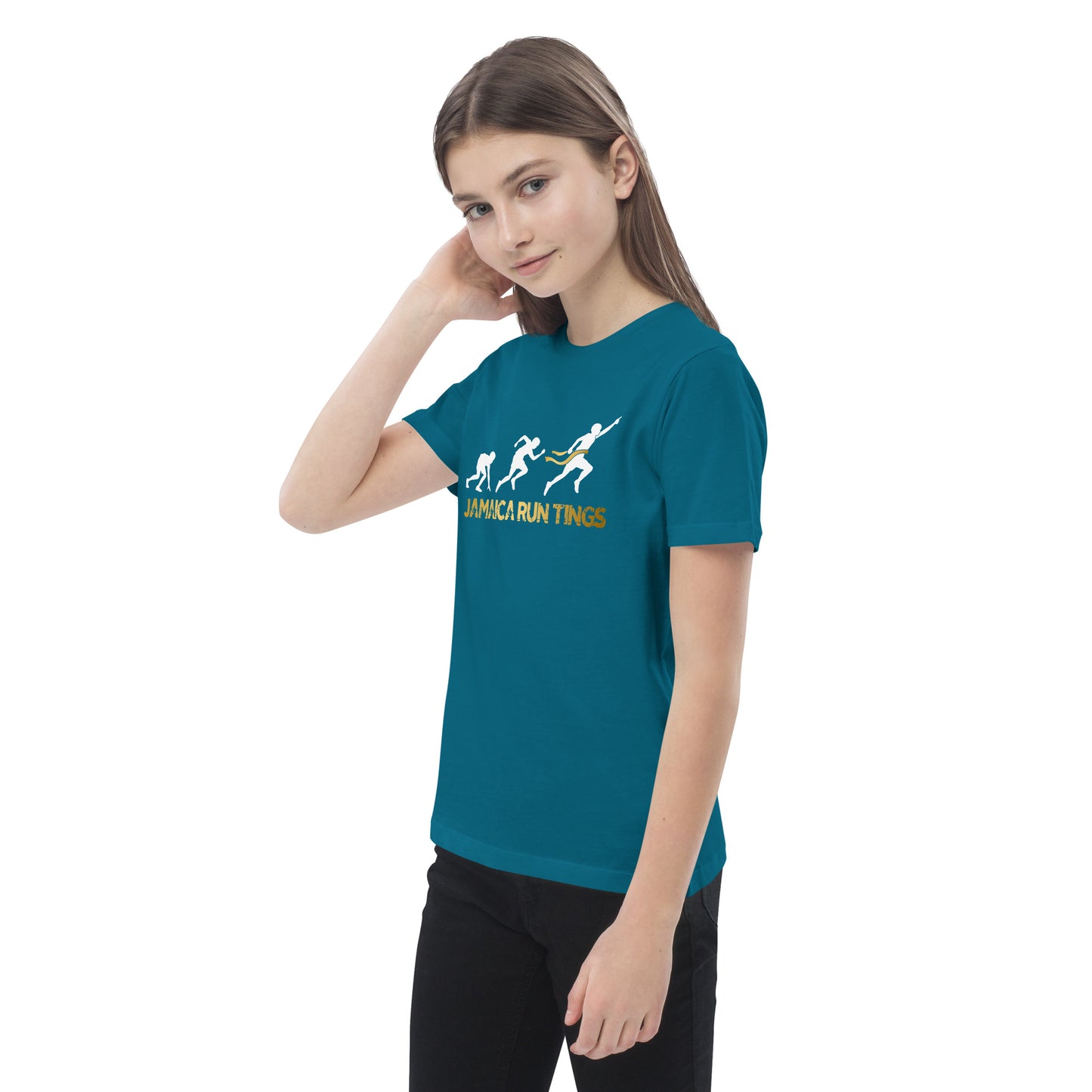 "Jamaica hardloop" T-shirt voor kinderen van biologisch katoen