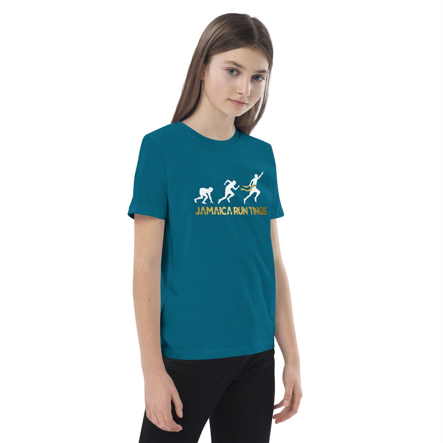 "Jamaica hardloop" T-shirt voor kinderen van biologisch katoen