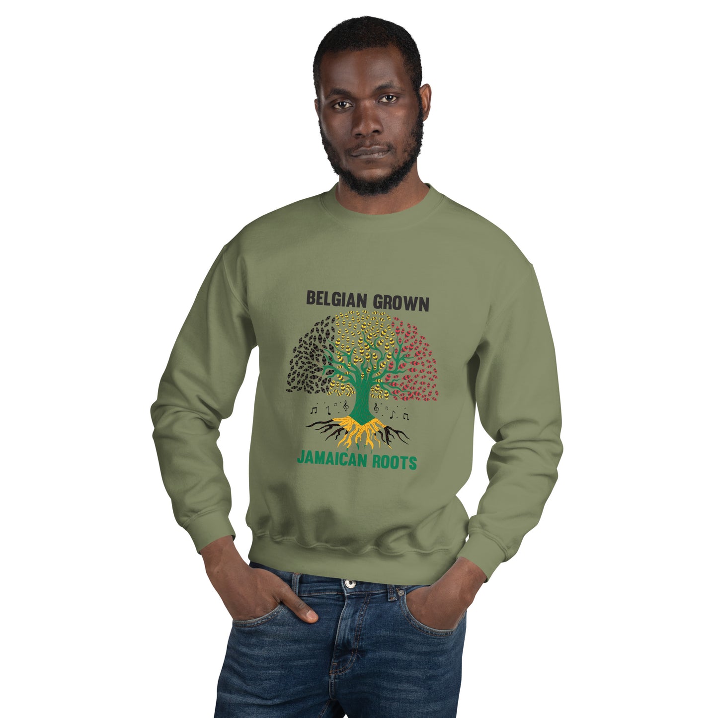 Sweat-shirt unisexe cultivé en Belgique, racines jamaïcaines